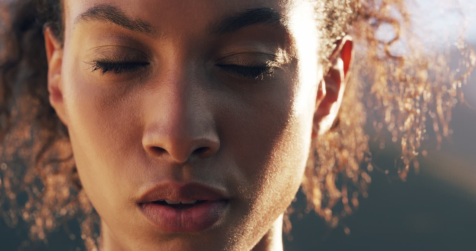 A person with closed eyes